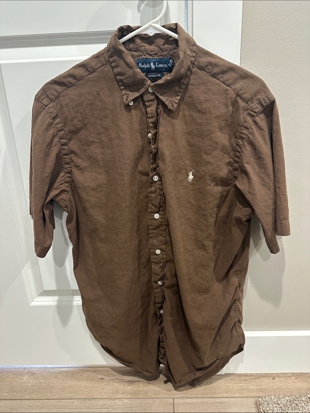 Ralph Lauren Brown Short-Sleeve Button-Down Shirt